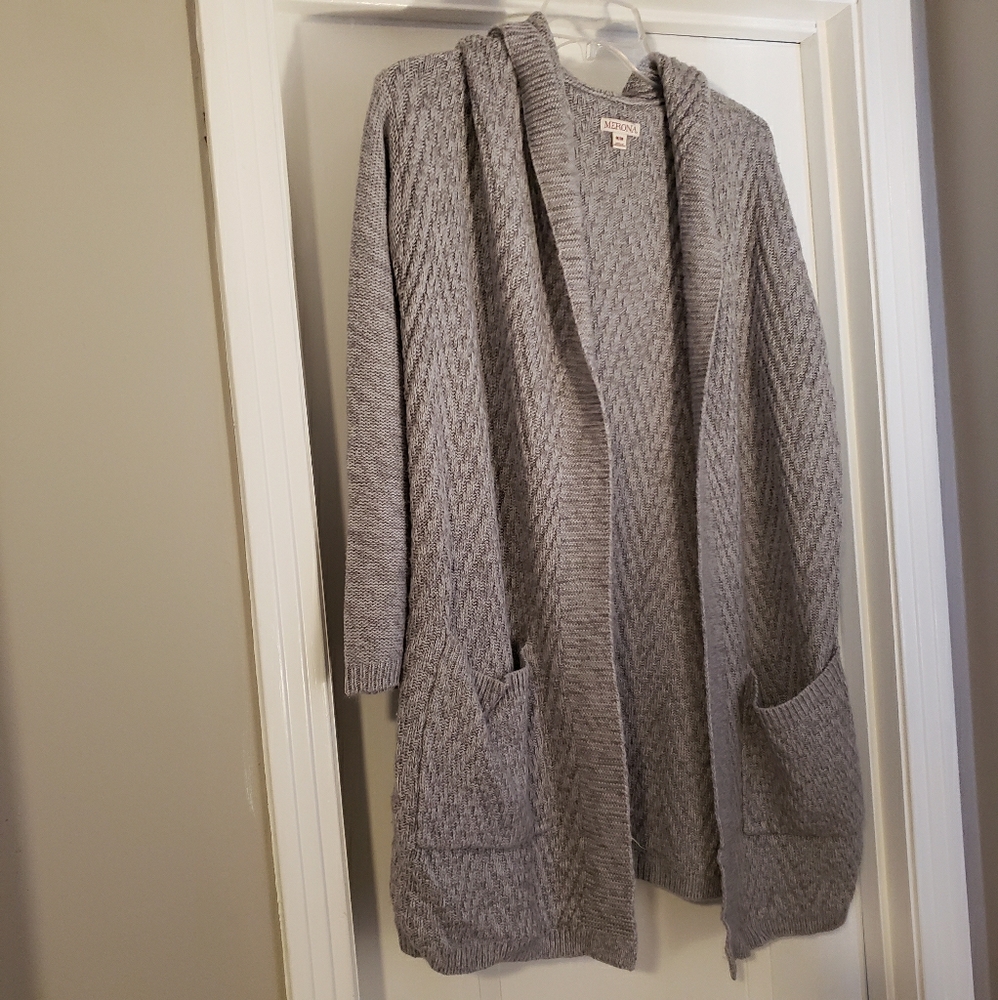 Merona Gray Sweater Knit Open Front Cardigan